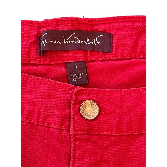 Gloria Vanderbilt Women's Shorts 12 Red 5 Pocket Embroidery and Rhinestones - Picture 4 of 5